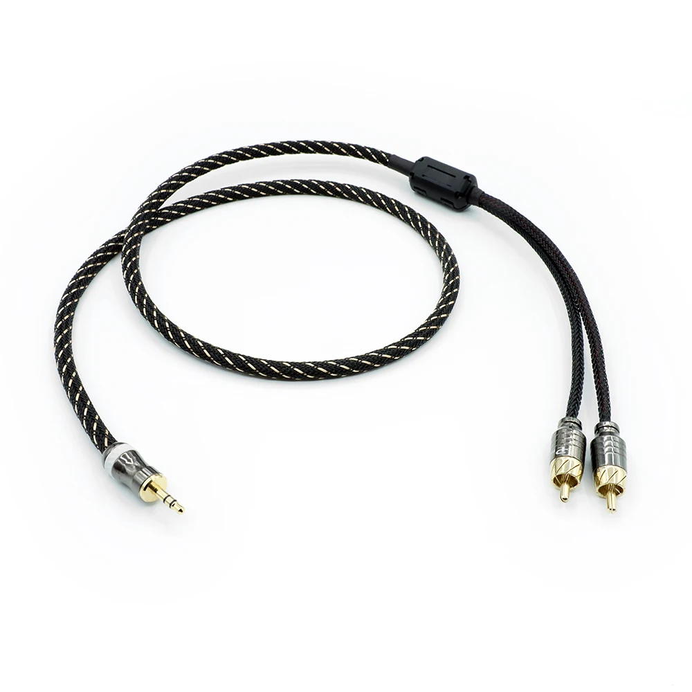 HiFi Audio Amplifier cable of 3.5mm AUX to RCA Plug Connector JAPAN Signal wire JACK socket convert RCA plug