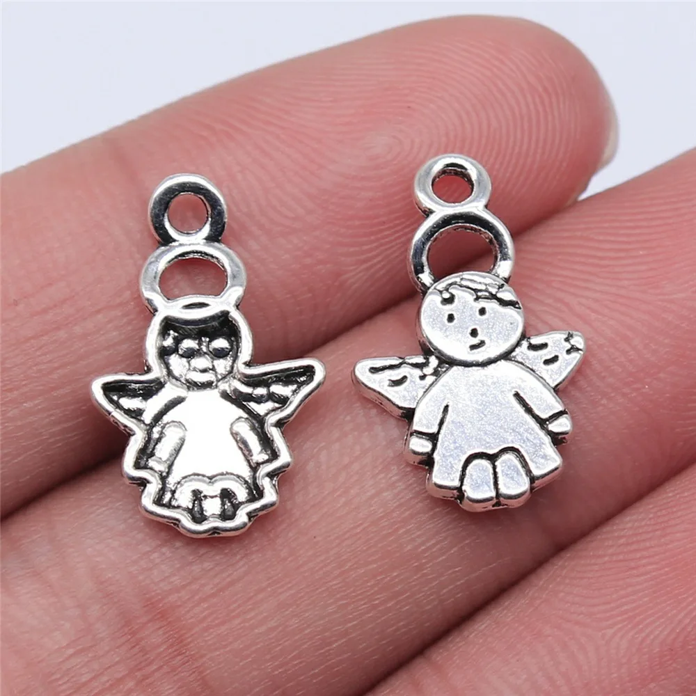 

20 шт. 19x13 мм подвески-ангелы цвета античного серебра из цинкового сплава для изготовления украшений своими руками