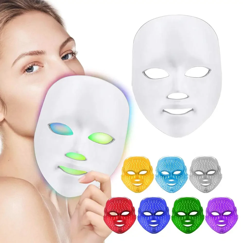 Led Facial Skin Care Mask 7 Colors Light Beauty Mask with Face Skin Rejuvenation Anti Acne Whitening Anti-aging Beauty Mask