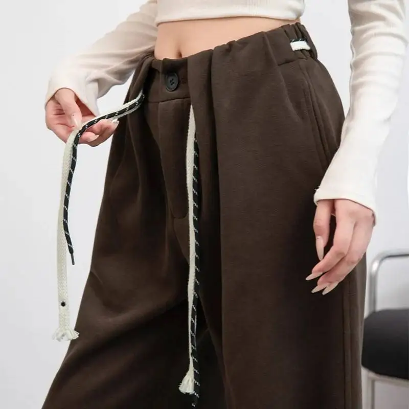 

Y K мешковатые спортивные штаны женские осенне-зимние спортивные штаны в стиле хип-хоп оверсайз для женщин Haruku шикарные брюки в ленивом стиле на шнурке