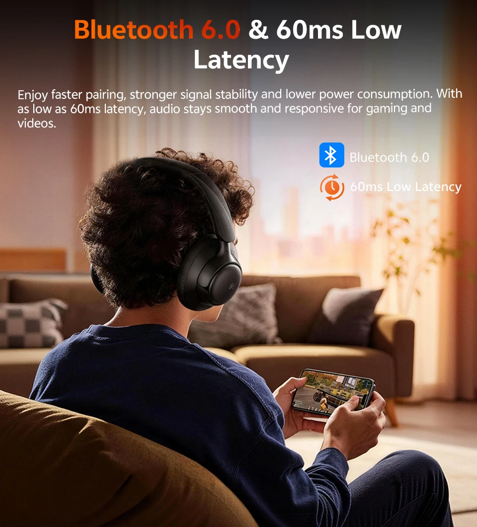 QCY H6Neo Kabellose Kopfhörer 52dB Adaptive Hybrid ANC Bass-Boost-Headsets Hi-Res LDAC Bluetooth 6.0 Spatial Audio Kopfhörer 96H – Detail 10