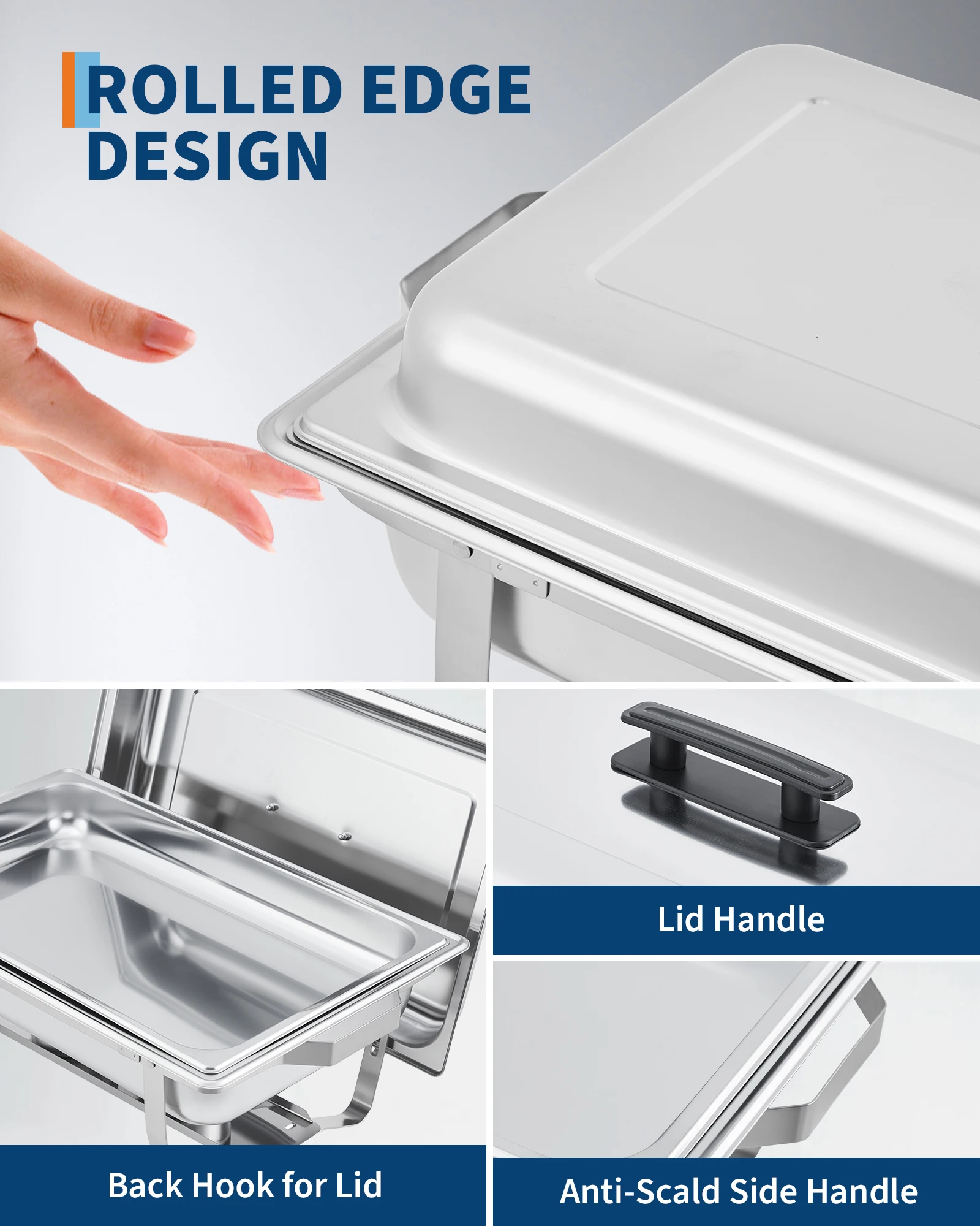Chafing Dish Set, Electric 6-Quart Stainless Steel Food Warmer with Full Size Pans and Lids, Buffet Serving Stove for Catering, Hotel, Restaurant, Parties, Weddings, Events and Dinner Service