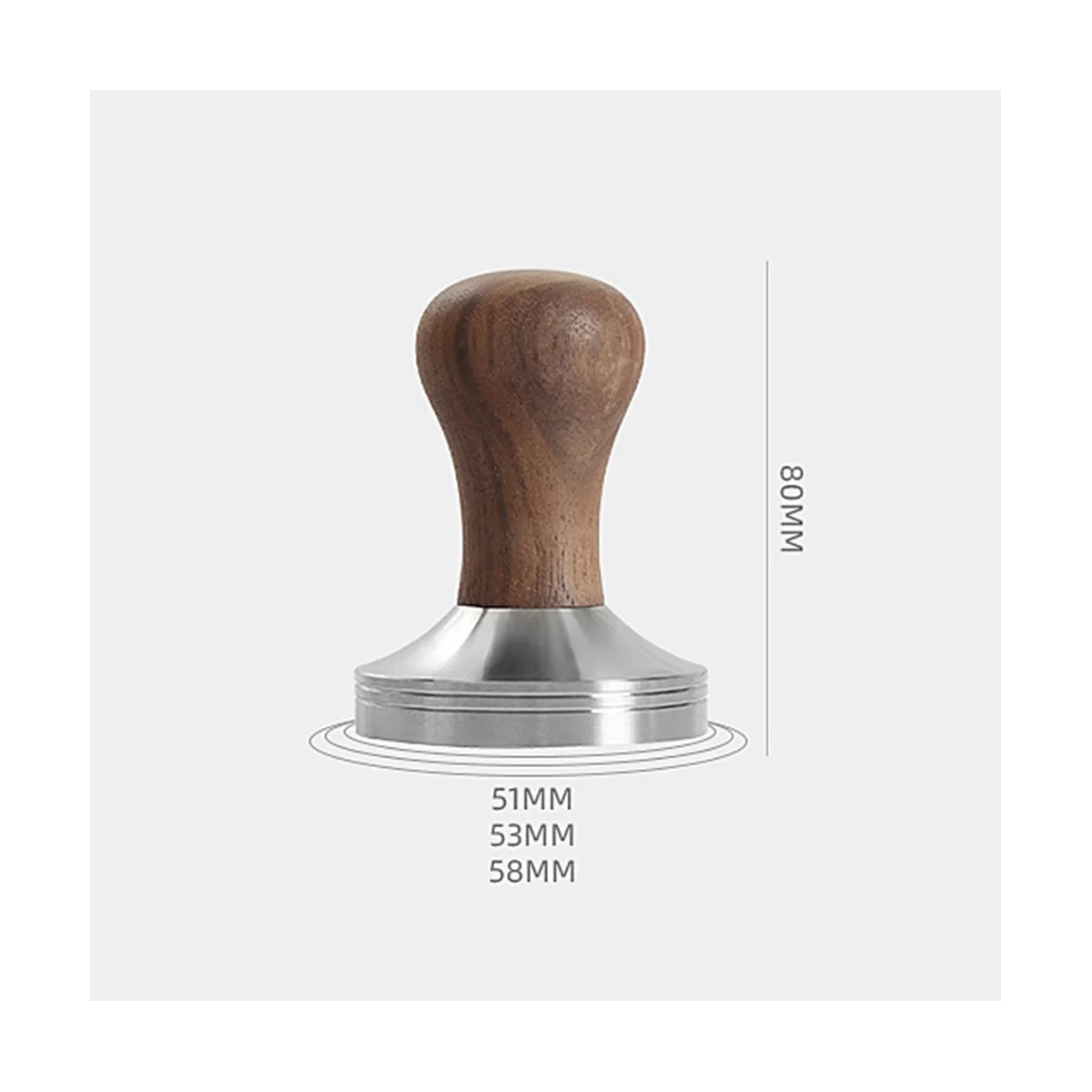 

53MM Coffee Tamper 304 Stainless Steel Wooden Handle Flat Pressure Press Hammer Barista Tools Coffee Powder Hammer