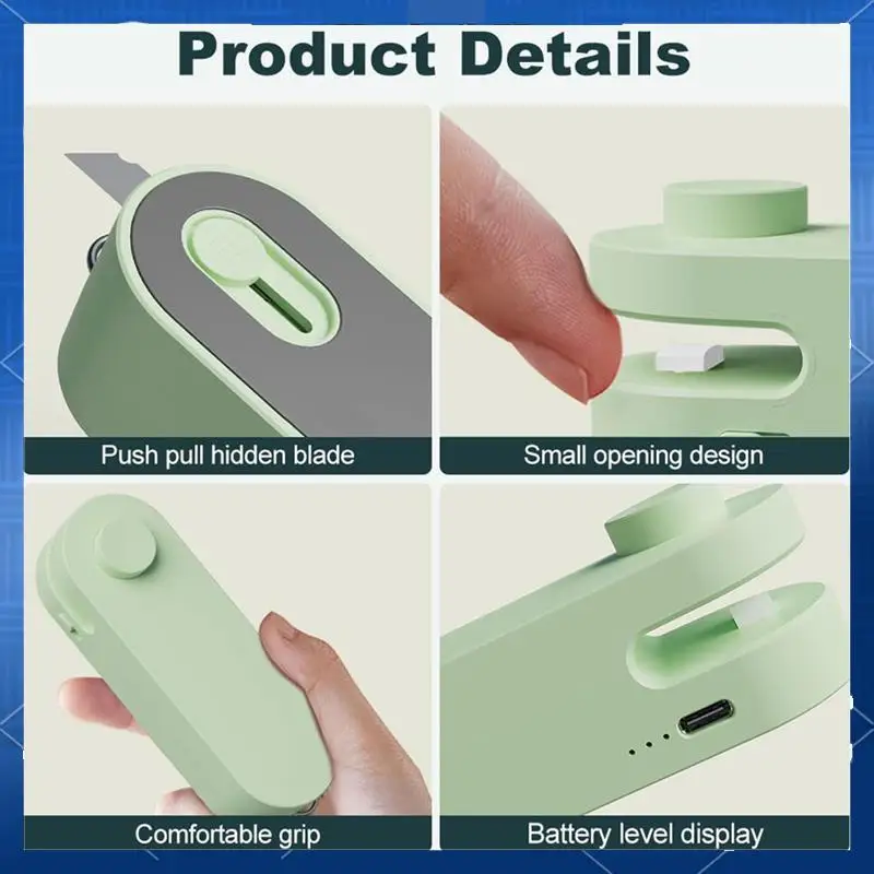 

AA77 Мини-запайщик пакетов Мини-запайщик и резак для пакетов Перезаряжаемый запайщик пакетов с чипами Термосварка Портативный запечатыватель пакетов