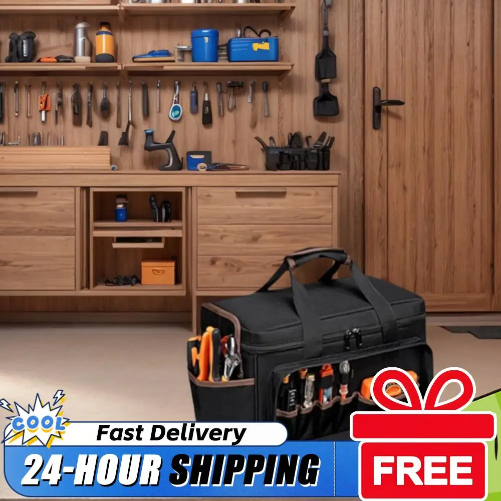 

17-дюймовая портативная водонепроницаемая сумка для инструментов, большая сумка-органайзер для инструментов, сверхпрочная сумка для инструментов для электриков, механиков, плотников, специалистов по ОВКВ