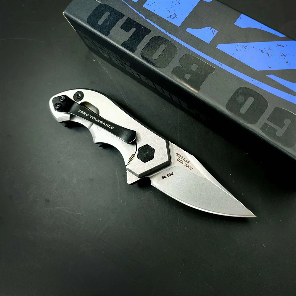 Tactical 0022 Mini Flipper Knife CPM-20CV Stonewashed Blade Carbon Fiber Handles EDC Self Defense Outdoor  Hunting Camping Knive