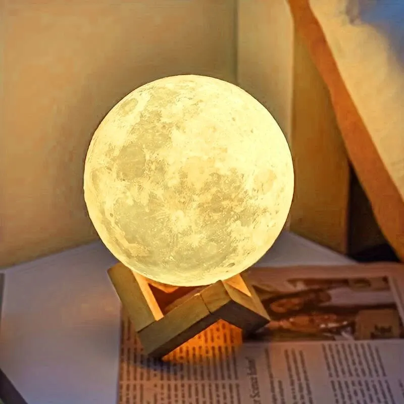 8 cm DIY Planet Lampe Mond Galaxy Nachtlicht Kunst Malerei Graffiti Geburtstagsgeschenk Schlafzimmer Wohnzimmer Dekoration (mit Ständer)