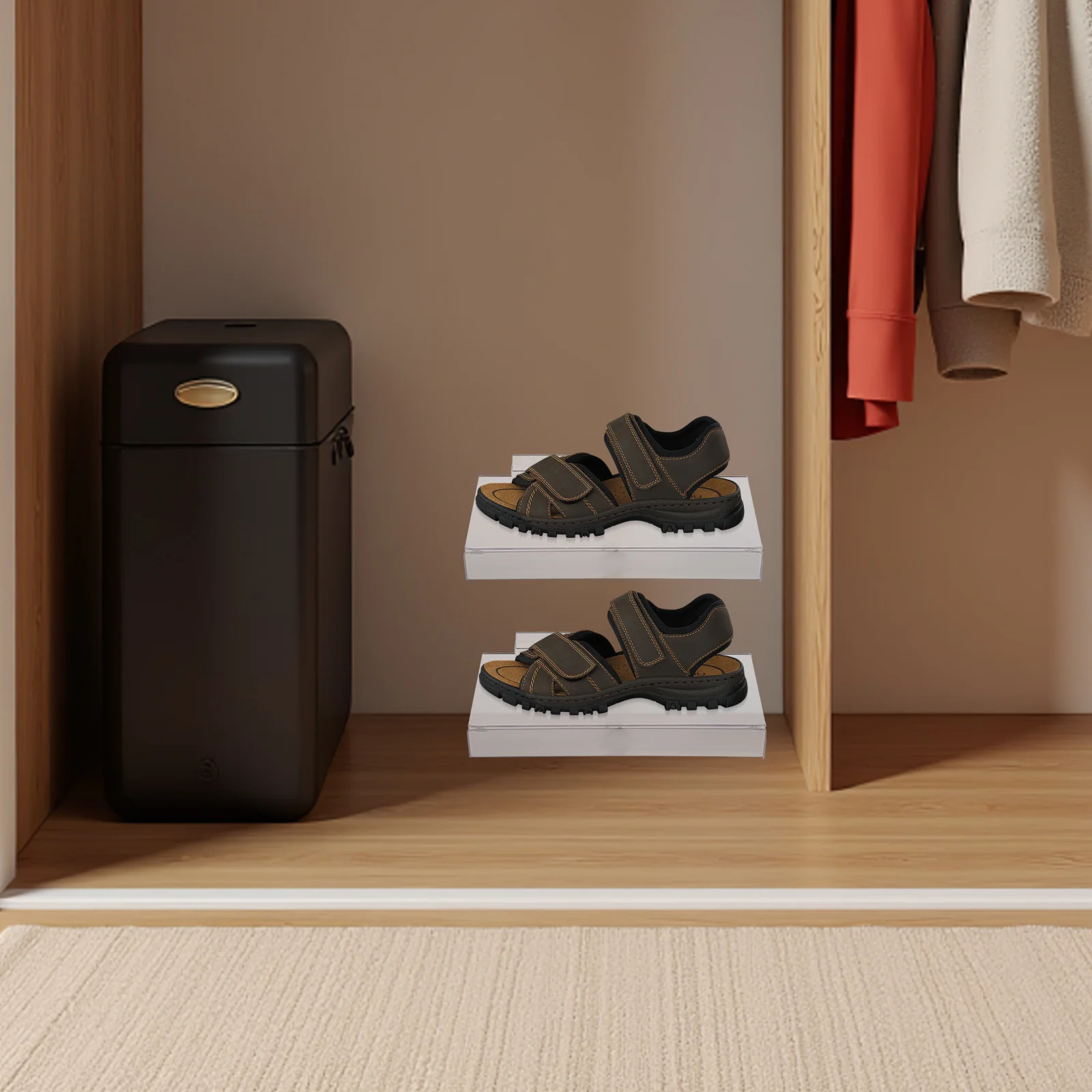 4pcs Transparent Shoe Rack Clear Display Stand For Retail Store Mall Durable Plastic Shoe Organizer Riser For Sneakers Heels