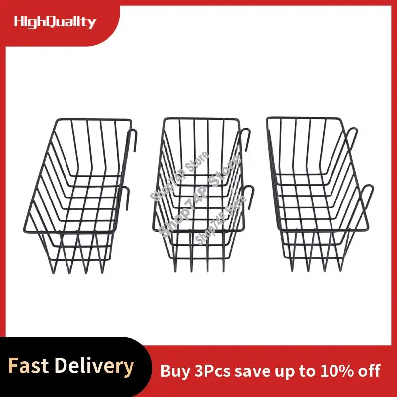 

3 шт. проволочные корзины, подвесная проволочная корзина для настенной панели, настенная корзина для хранения и демонстрации для организации шкафа и кладовой-A74P