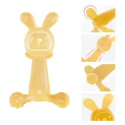 Rabbit Shaped Teething Toys for Babies, Soft Silicone Teether, Q-Elasticidade, Acalme as Emoções das Crianças, 3 Meses