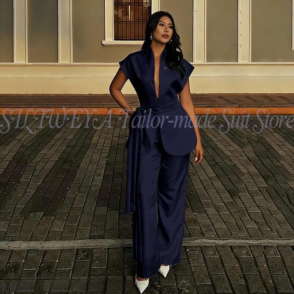 Moderne damespakken voor bruiloft, zakelijke mode, 2-delige sets, elegante damessets, outfits, korte mouwen, jas, broek, op maat gemaakt