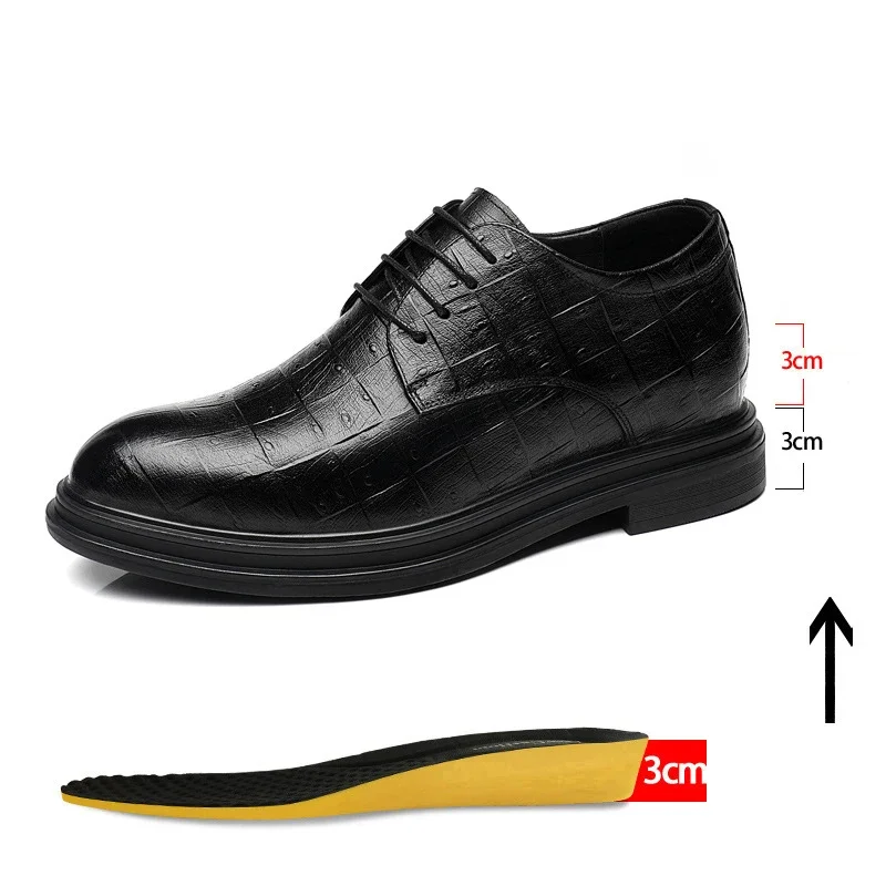 6CM Invisible Height Increase Leather Shoes For Men Wedding Groomsman Extravagant Elegant Dress Shoes Men Business Shoes