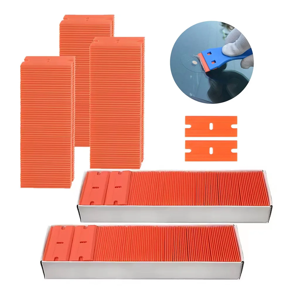 Double Edged Plastic Blade for Hob Scraper for Removing Labels Stickers Cleaning Glass Window Replacement Scraper Blades