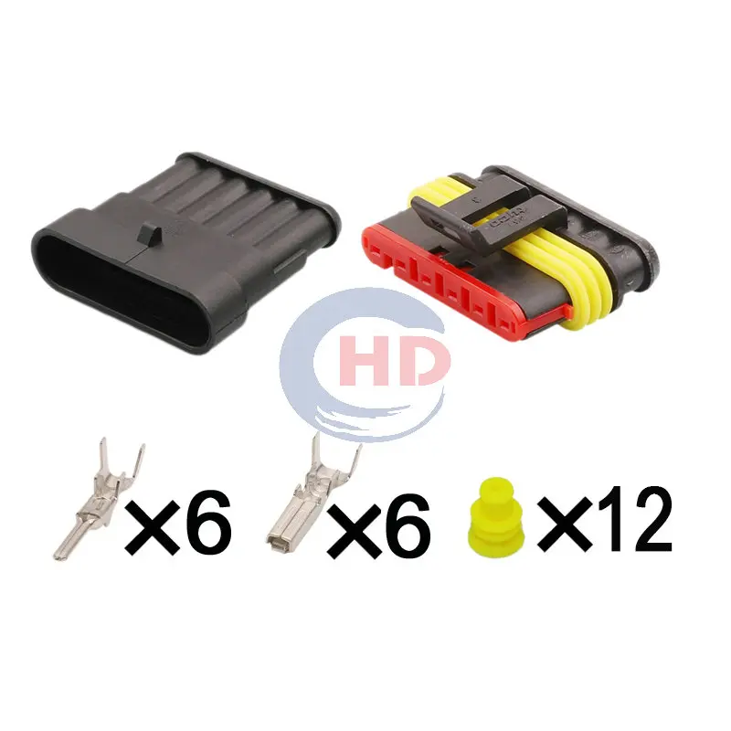 

1-20 sets 6 Pin Superseal Waterproof Male/Female Wire Connector Plug 282108-1 282090-1