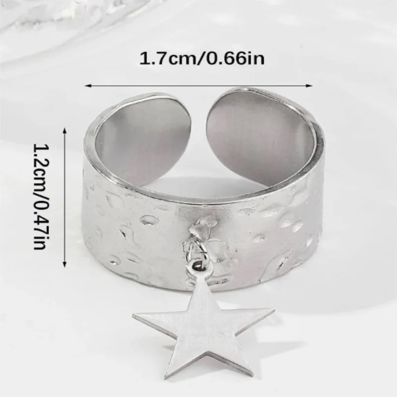 Korean Star Charm Open Ring For Women Gold SIlver Color Width Circle Smooth Metal Finger Ring Daily Wear Ins Party Jewelry