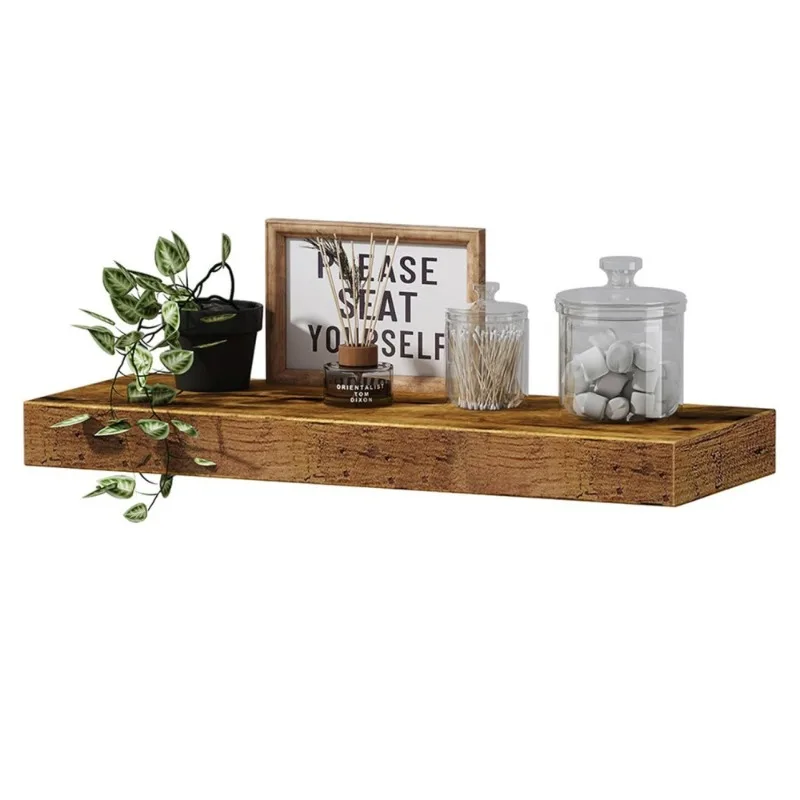 Wooden Wall Shelf Bracket Wall Mount Storage Rack Decor Display Shelves for Living Room Bedroom TV Background Wall