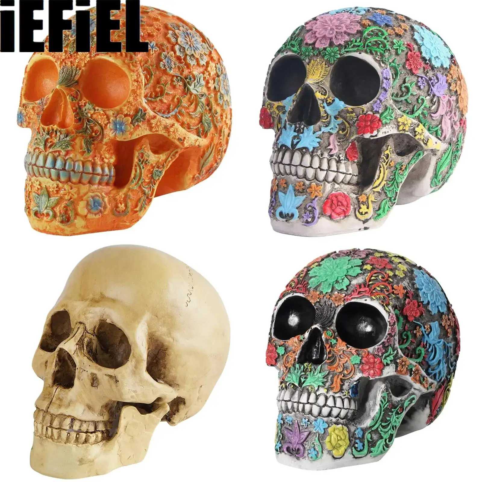 

Модель кости головы для взрослых для Хэллоуина в натуральную величину Череп из смолы Человеческий череп Модель мертвых Домашний бар Декор Ремесло