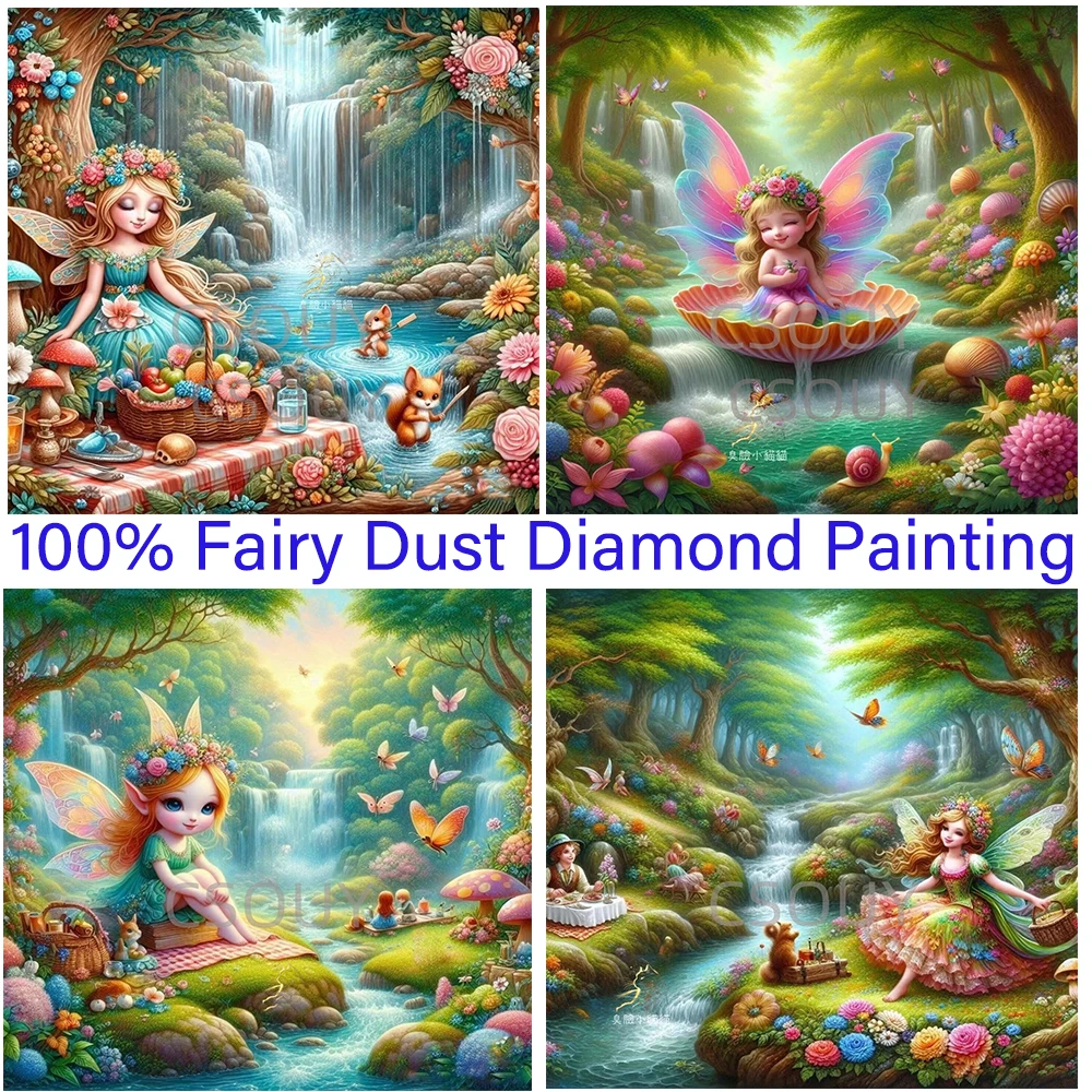 

Flowers Fairy Baby 100% Fairy Dust Square Drill Full Diy Diamond Painting Cross Stitch Crystal Embroidery Mosaic Decor Needlewor