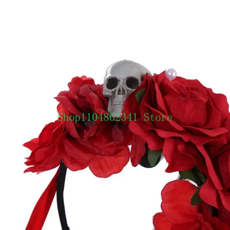 

652F Flower Hairband Dark Series Skull Headband Adult Halloween Headgear Accessories