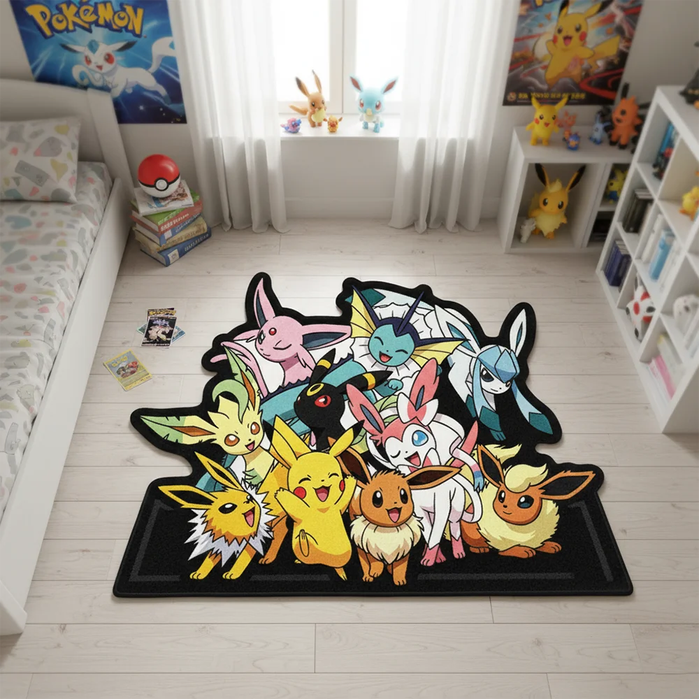

Cartoon Pokemon Mat Eevee Evolutions Rug Anime Carpet Kawaii Pikachu Room Decor Soft Plush Non Slip Gaming Otaku Gift