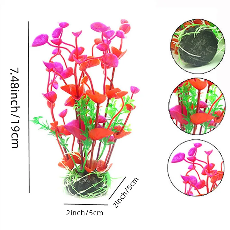 Lila Blume Künstliche Gefälschte Kunststoff Pflanze Künstliche Aquarium Pflanze Aquarium Zubehör Dekoration Ornament Unterwasser Pflanze – Detail 7