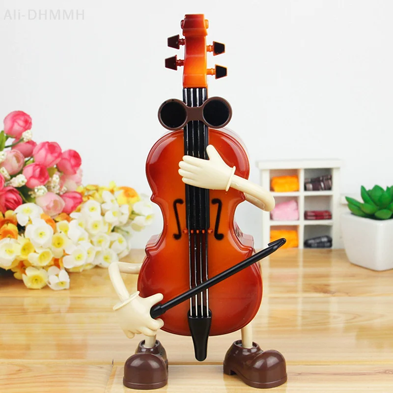 

New Violin Music Box Cartoon Kawaii Swing Guitar Sculptures Creative Christmas Gift Music Box Modern Desk Home Decor