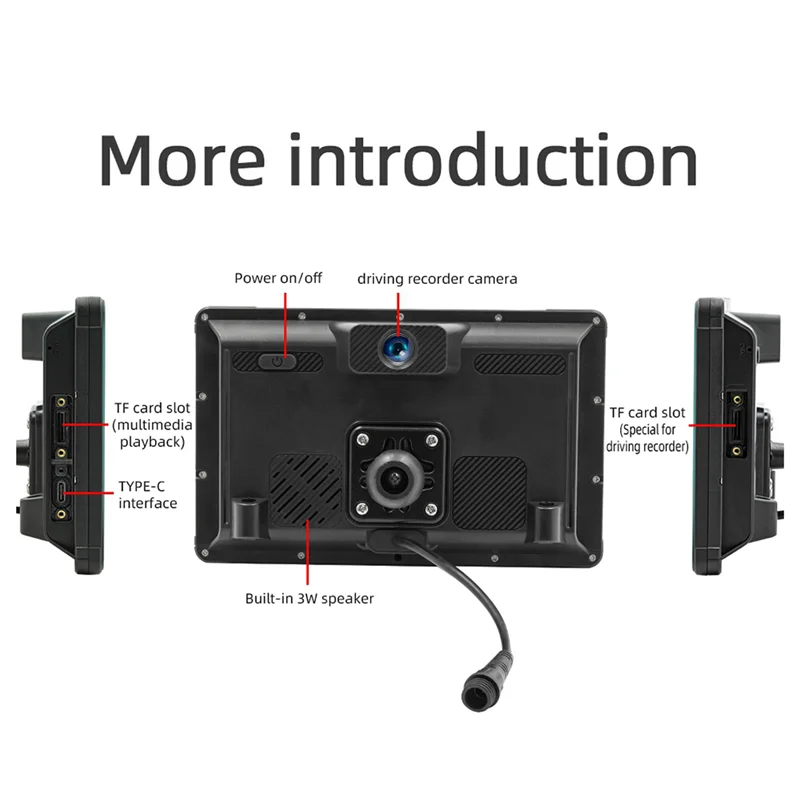 

SCLL-7Inch IPS Screen Mototorcycle Wireless Carplay Android Auto GPS Navigation Driving Recorder IP65 Waterproof Screen Durable