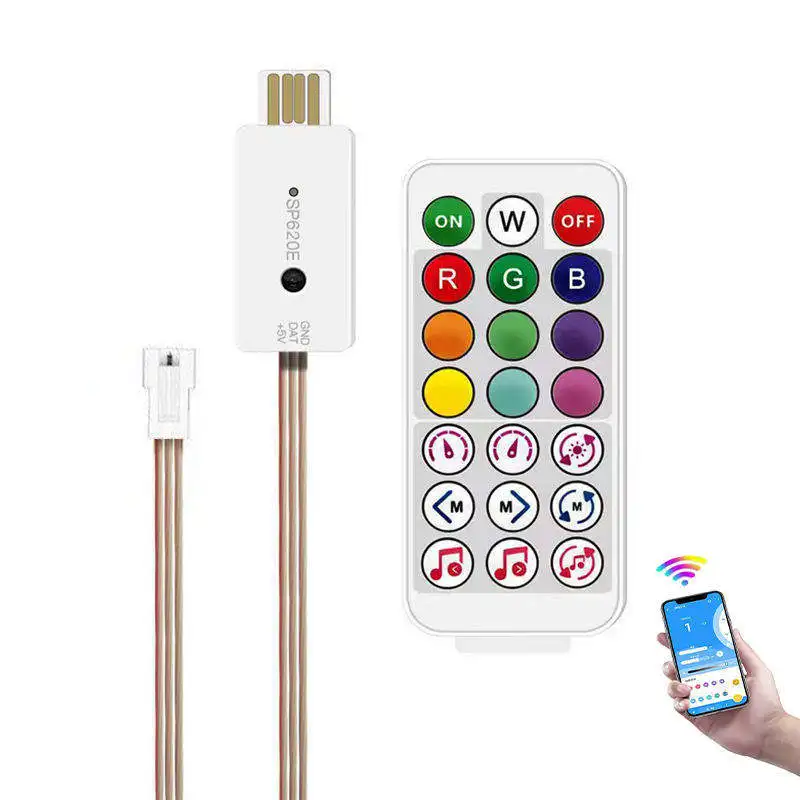 USB WS2812 WS2811 Controller For Dream Color LED Strip RGB-IC DC5V LED 600-Pixel Music Sync APP Bluetooth-Compatible JST