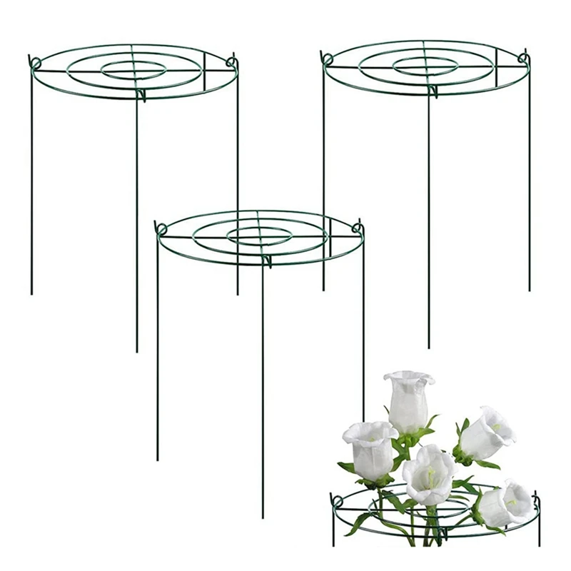 3 Sets Peony Support Cage, Grow Through Hoops Grids With 4Pcs Legs,Plant Support Brace,Flower Strong Support Ring Durable