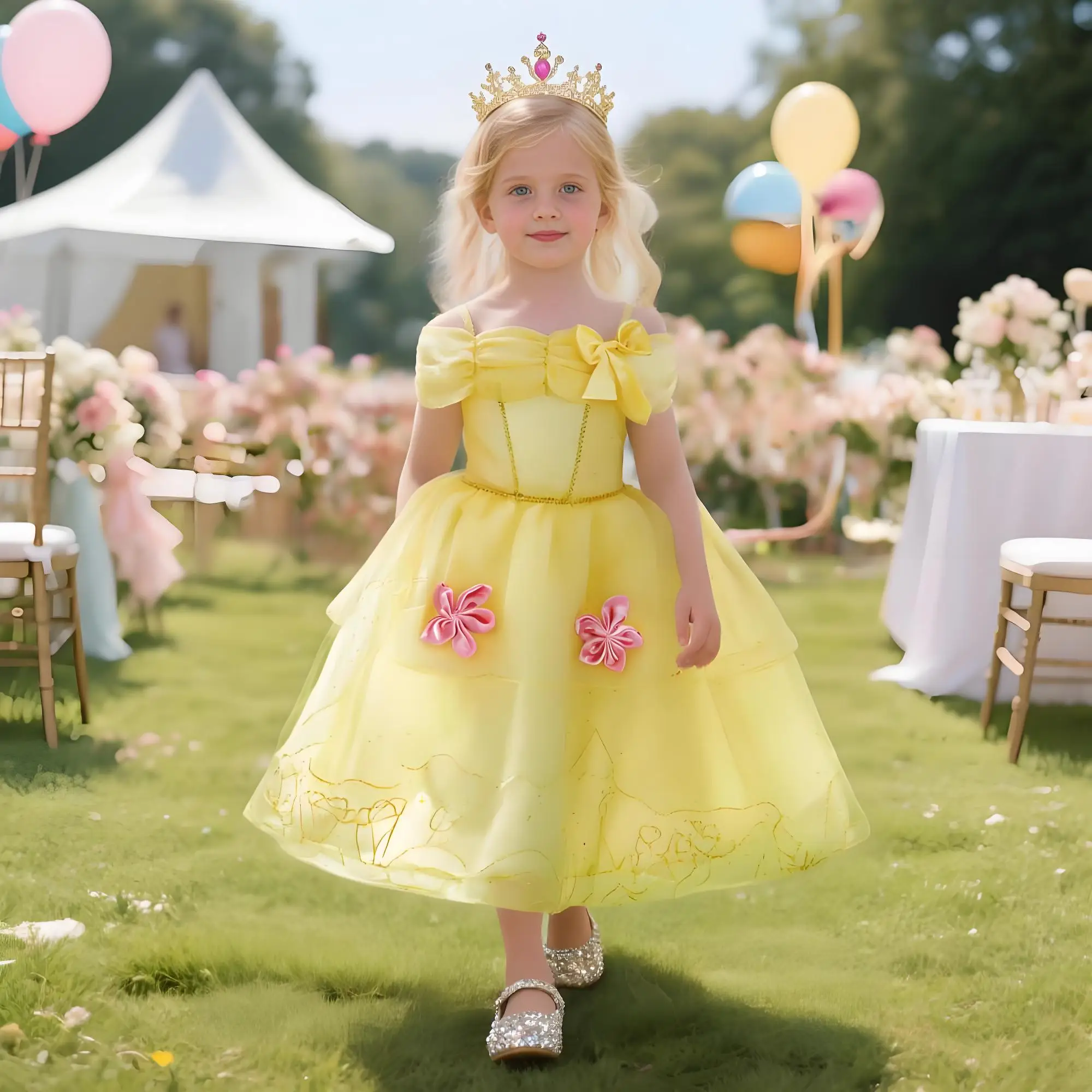 2025 Belle Costume for Girls Halloween Disguise Cosplay Princess Dress Baby Christmas Carnival Birthday Party Kids Clothes
