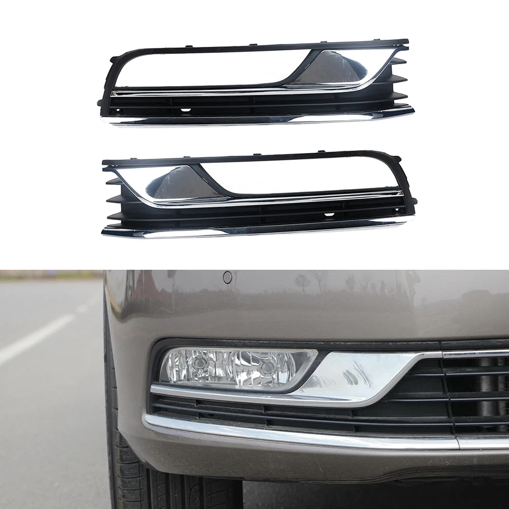 

2Pcs Car Front Bumper Fog Light Grille Cover Left+Right For VW Volkswagen Passat B7 2012 2013 2014 2015 2016 3AD853665 3AD853666