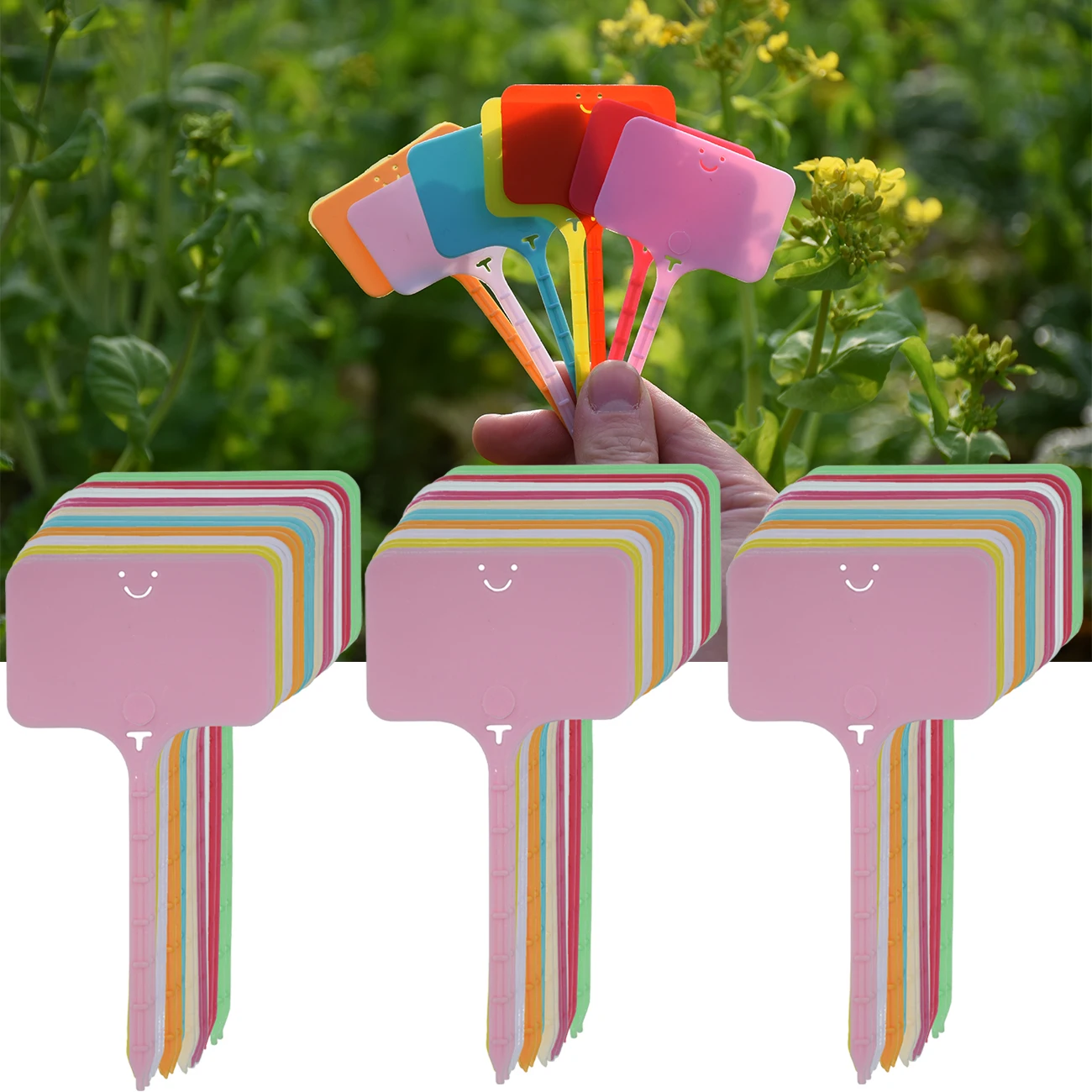 30-100pcs Garden Plastic Re-usable Plant Labels T-type Waterproof Sign Tags Markers Record Plate Flower Vegetables Potted Stakes