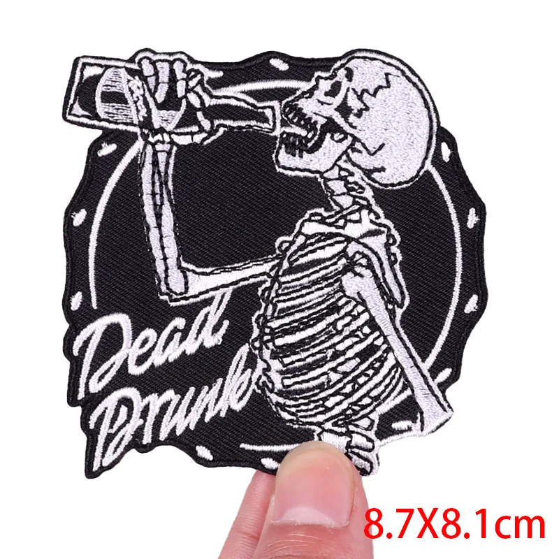 Horror Skull Iron On Patches For Clothing Embroidered Patches On Clothes Jacket Punk Patch Embroidery Patch DIY Sewing Stickers