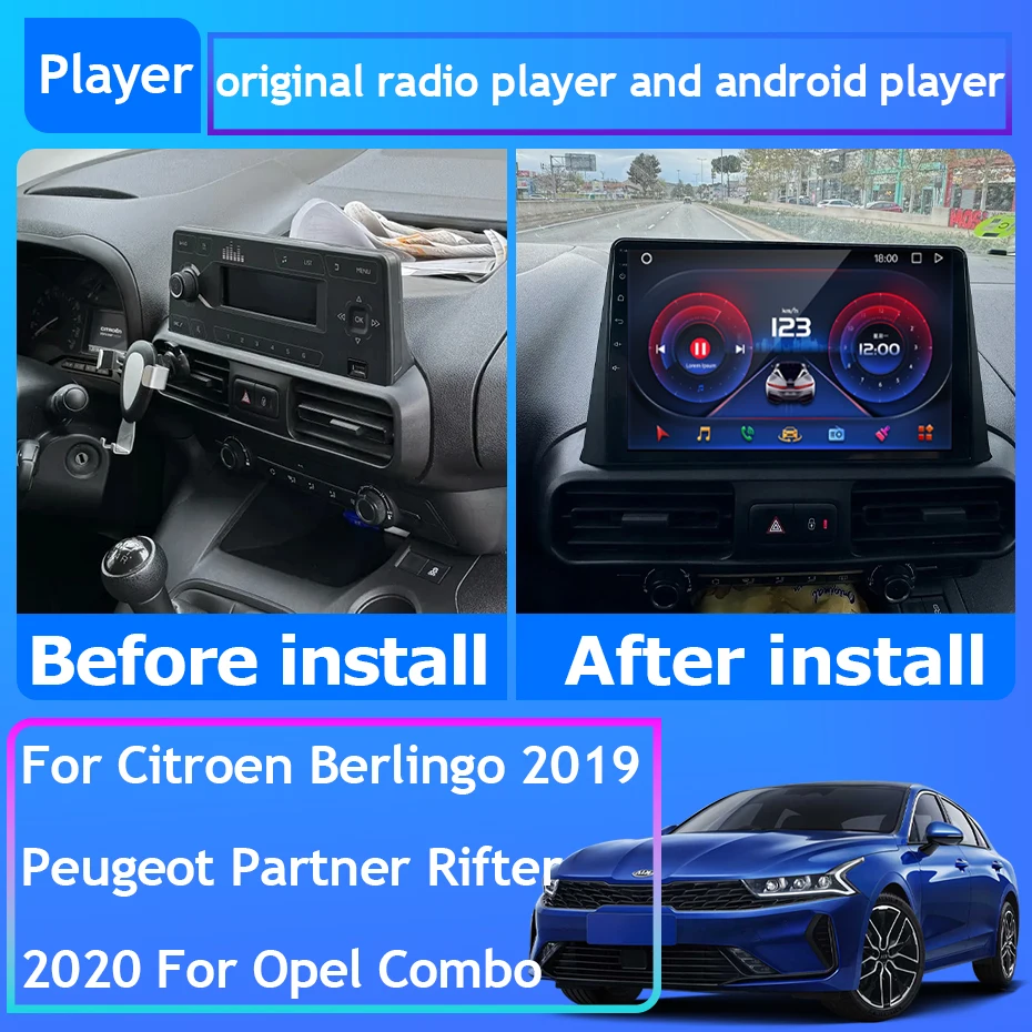 For Citroen Berlingo 2019 Peugeot Partner Rifter 2020 For Opel Combo Car Radio Carplay Navigation Stereo Android Auto Screen