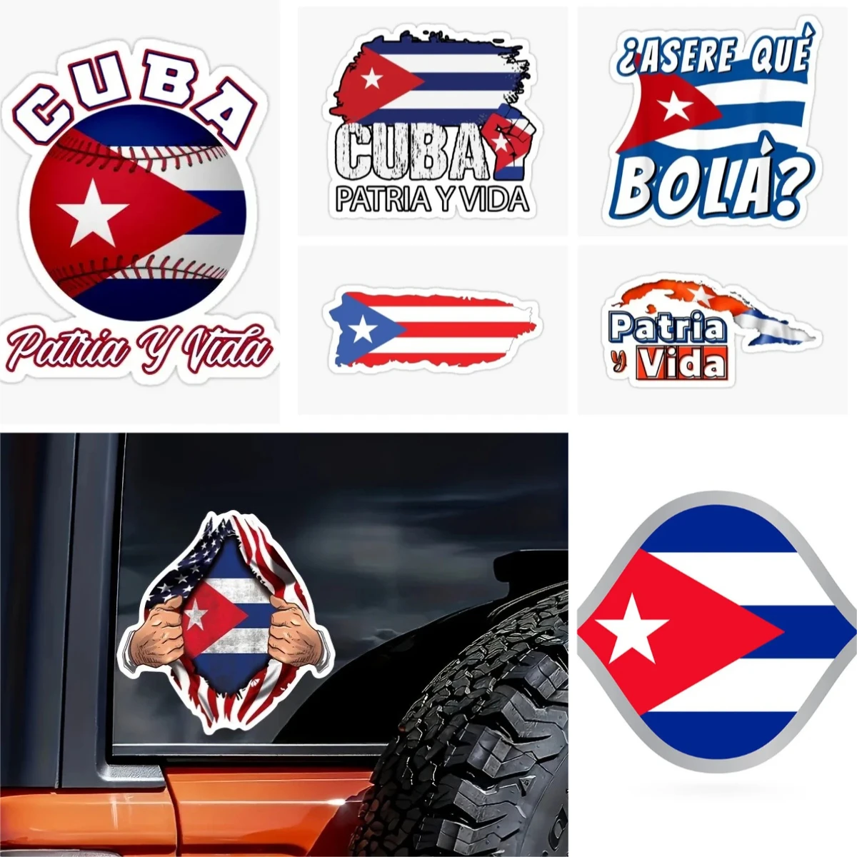 

Cuban Flag Car Stickers Vinyl Decal for Auto Truck Window, Patriotic Cuban Exterior Decor UV Proof Custom Accessories