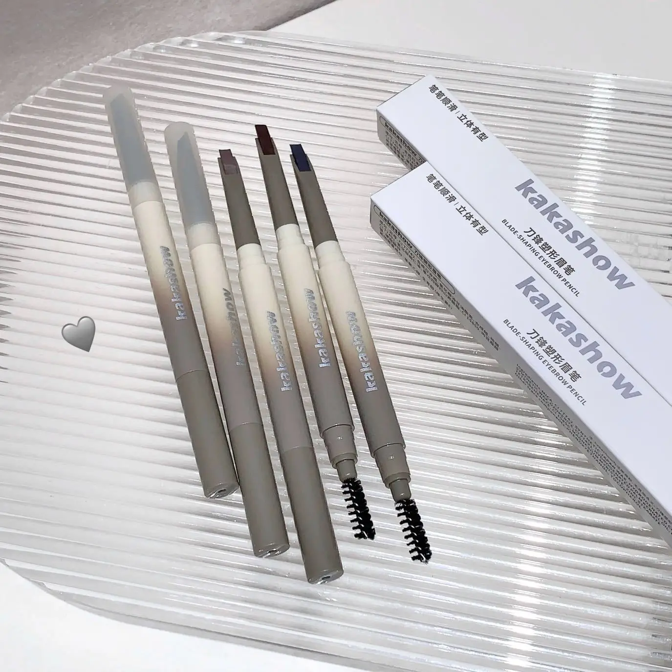 1本入りコーヒーカラー眉ペンシル、ブラシ付き、長持ち防水、黒/グレー、眉タトゥーペン、メイクアップ、眉ティント、簡単に色付け可能