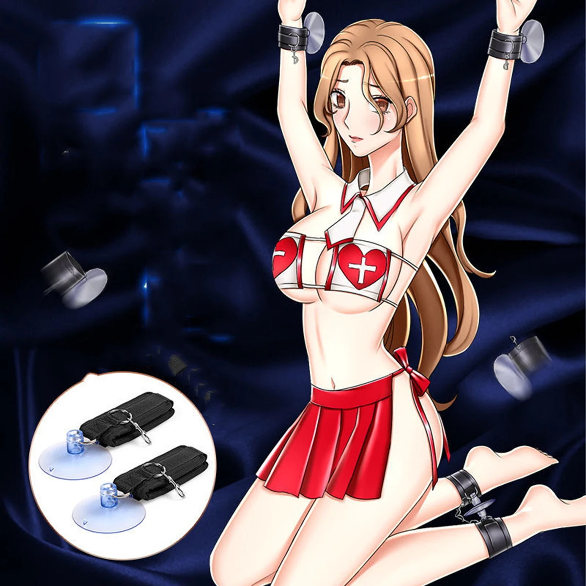 Women Handcuff Sex Toy Saction Cup Wall Door Hanging Hand Cuffs BDSM Hands Restraint Adult SM Slave Couple Erotic Sextoys Set