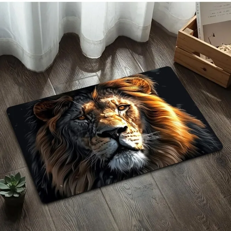 الأسد الأسود منقوشة مدخل حصيرة الرجال غرفة الديكور سجادة غرفة معيشة الحمام المضادة للانزلاق البساط ديكور المنزل #3