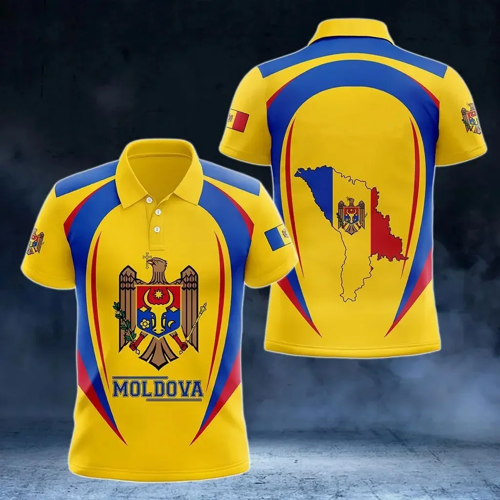 New Moldova National Flag Graphic Polo Shirt Moldova National Emblem Men\'s Tops  National Day Gifts High Quality Clothing