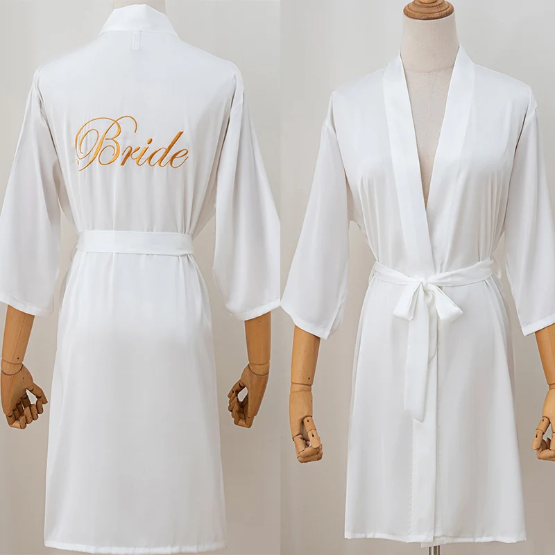 lady Bride Wedding robe short KImono gown Intimate Lingerie sleepwear ice silk Vestidos bridal Loungewear nightwear underwear