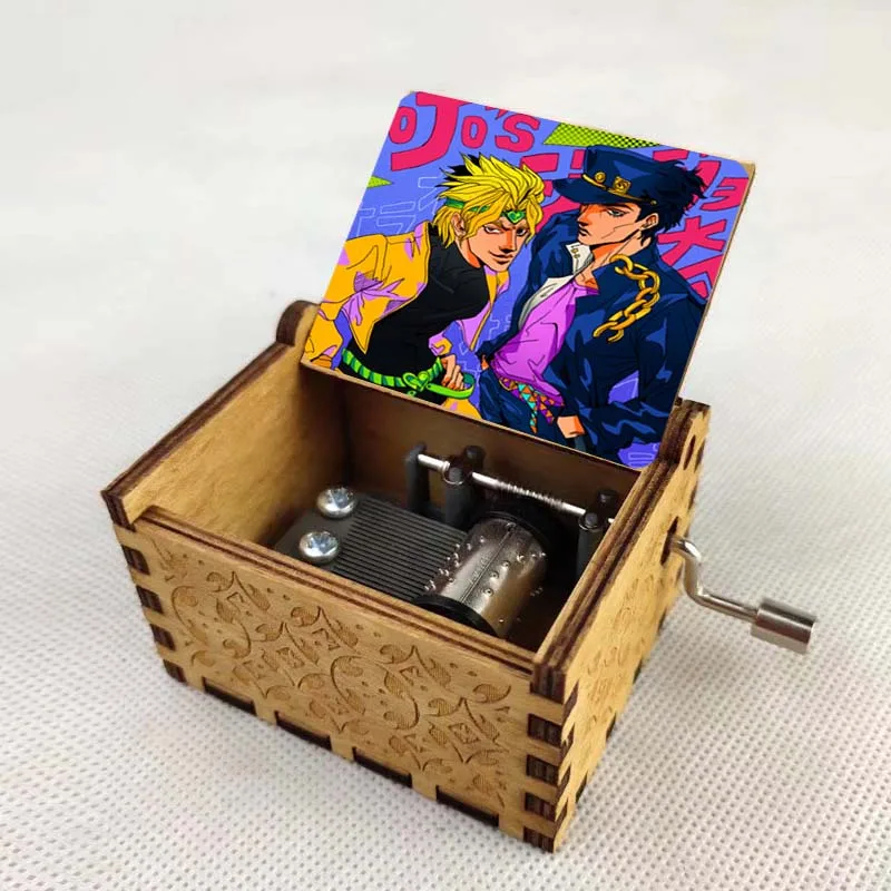 Nieuw ontwerp anime jojo's bizarre avontuur vintage mechanische houten muziekdoos hout ambachten kinderen speelgoed nieuwjaarscadeau verjaardagscadeaus