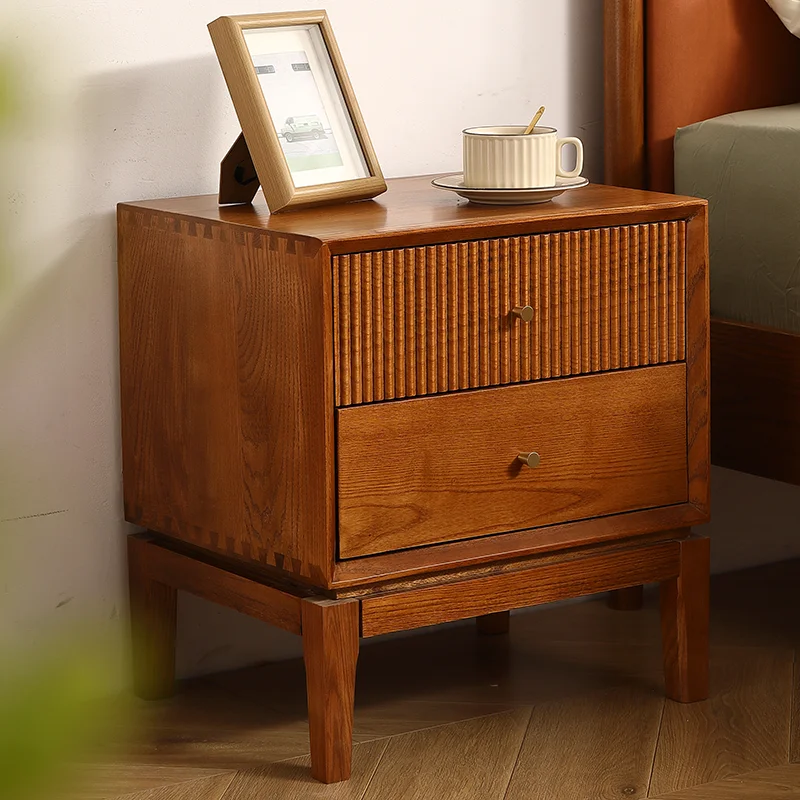 Classic Rustic Bedside Table Wood Retro Drawers Mid Century Bedroom Nightstands Vintage Walnut Mesitas De Noche Night Stand
