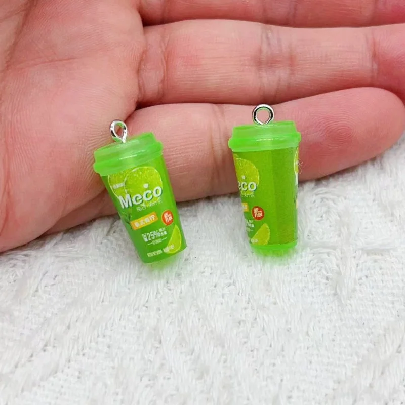 10pcs Plastic Popular Beverages Charm Juice Alcohol Lemon Water Bottles Jewelry Making Resin Pendants Mini Crafts image 5