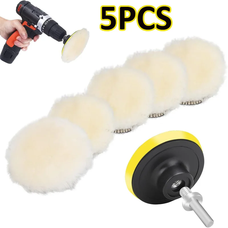 

4/5/6 Inch Wool Car Polishing Pad Set For Polisher Machine Electric Drill Waxing Polishing Buffing Auto Paint Care Polisher Pads