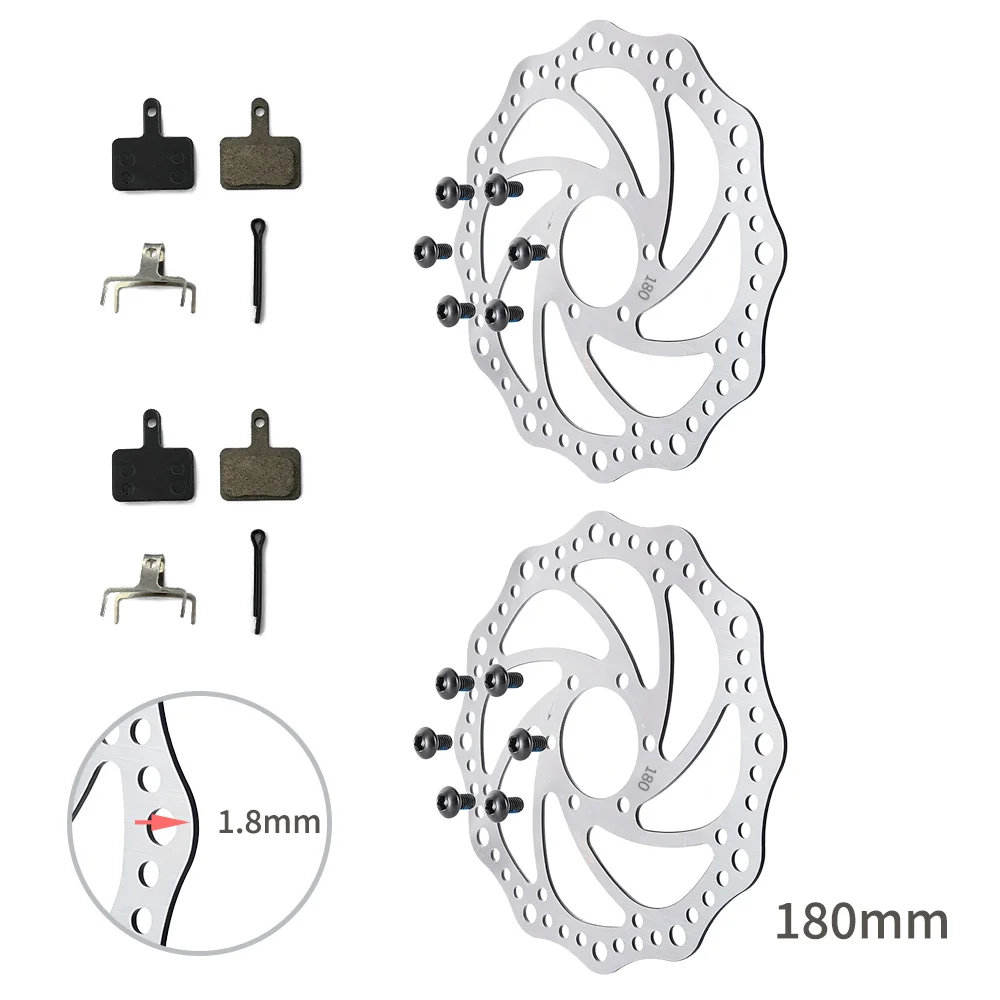 Fucare-Bike Brake Disc, One Pair with Brake Pads, 180mm