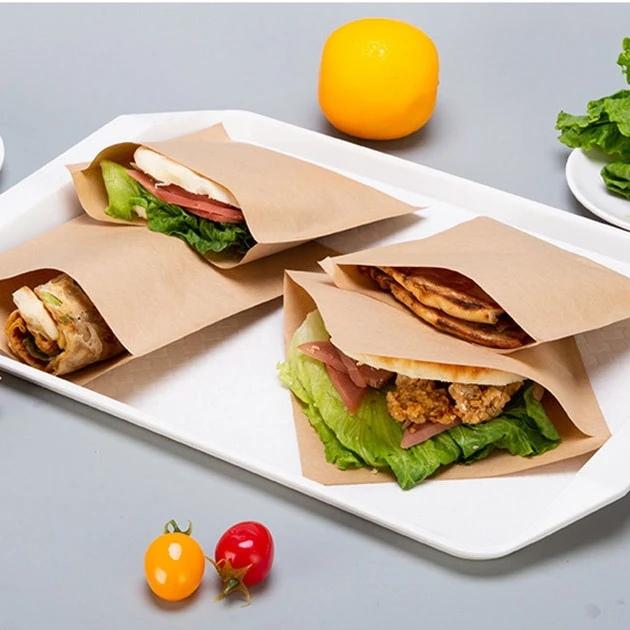 100 قطعة كيس ورق الكرافت القابل للتصرف النفط برهان ورقة حقيبة أكياس تغليف المواد الغذائية التعبئة والتغليف ورق زبدة الخبز ورقة الهواء المقلاة