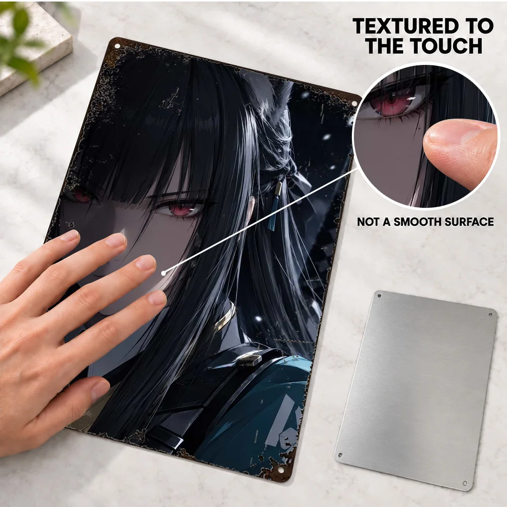 Hoshimi Miyabi Close Up Portrait ZZZ Aluminum Poster Customized Metal Sign Digital Anime Illustration Wall Art For Game Room
