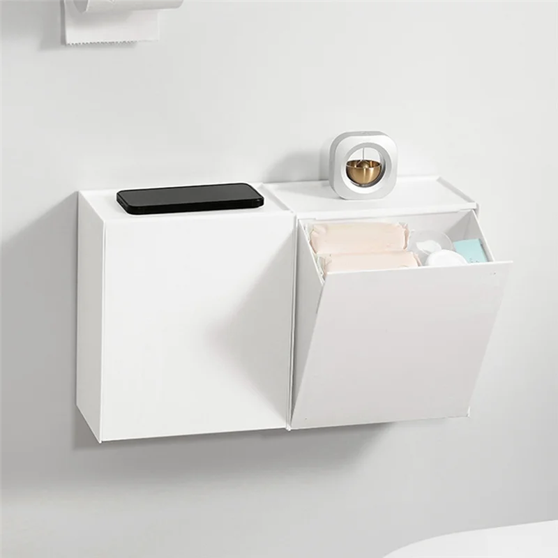 

AUAU-квадратный настенный ящик для хранения, полуоткидной бумажный мешок для мусора для ванной комнаты, многофункциональная полка