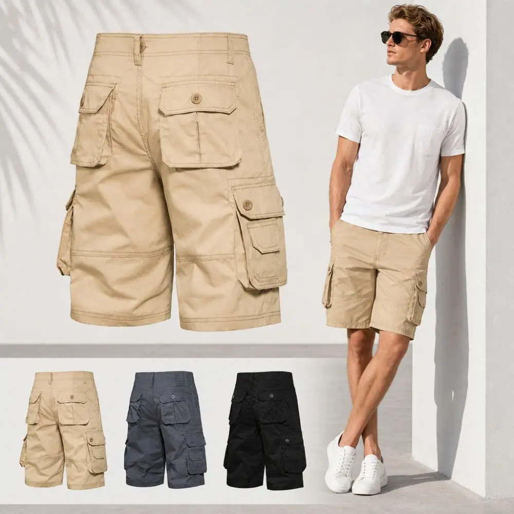 

Multi-Pocket Men Casual Shorts Cotton Comfortable Summer Cargo Shorts Breathable Versatile Outdoor Loose Shorts Size 30 32 33 34