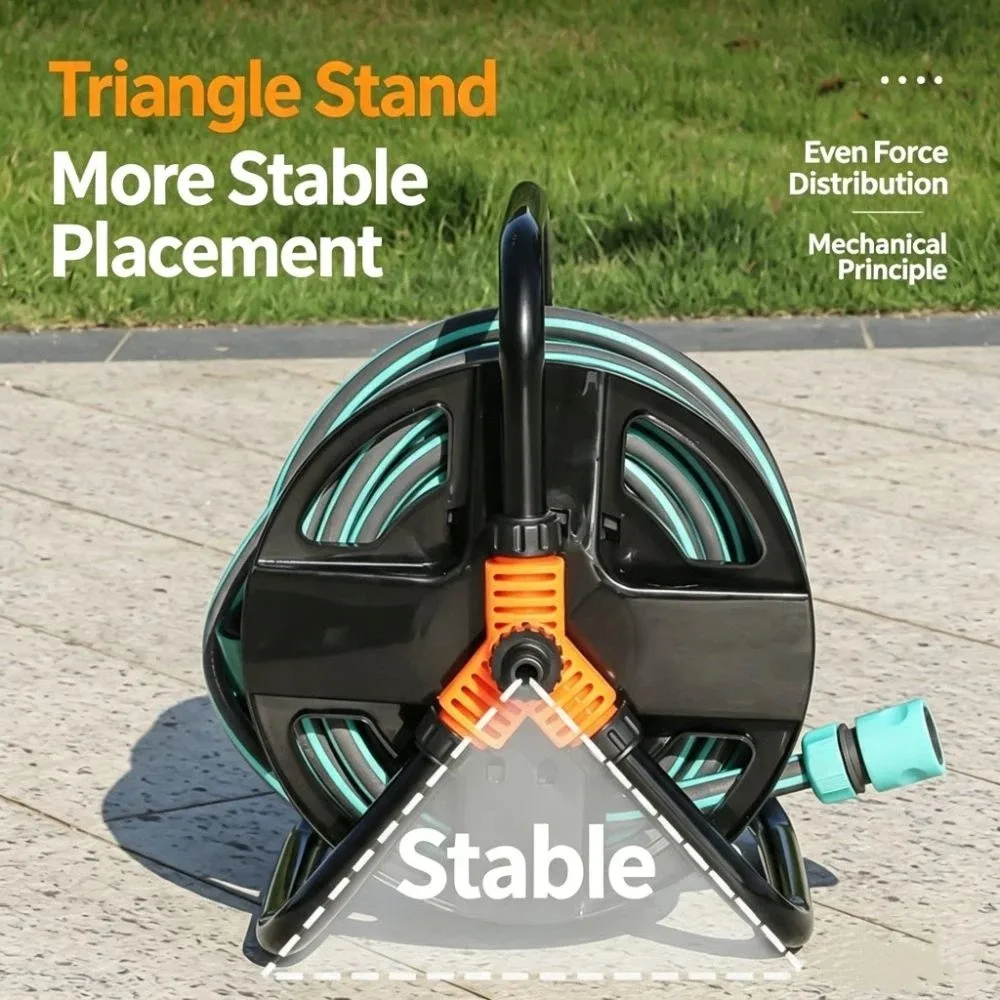 Heavy Duty Hose Storage Reel Multi-Purpose durable Single Arm Pipe Coiler Space Saving Collapsible Handle